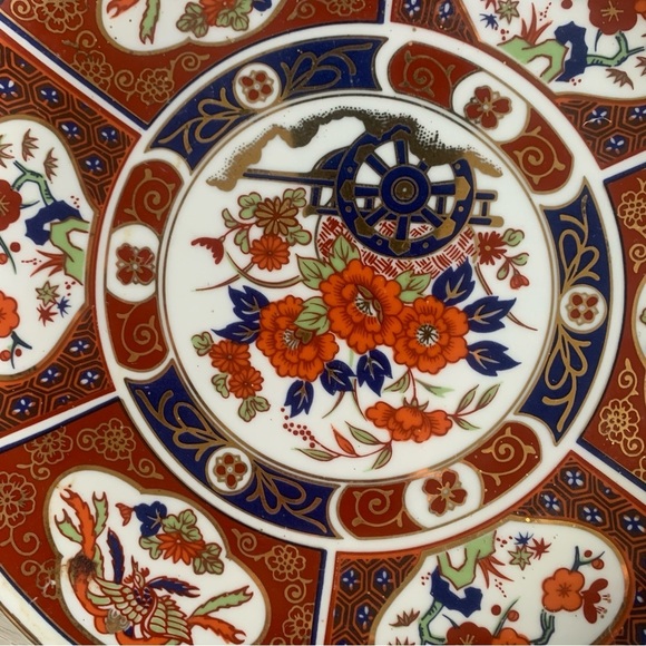 Elegant Orange‎ and Blue Chinese  Dinnerware Set of 3 chinoiserie plates home - Picture 11 of 11